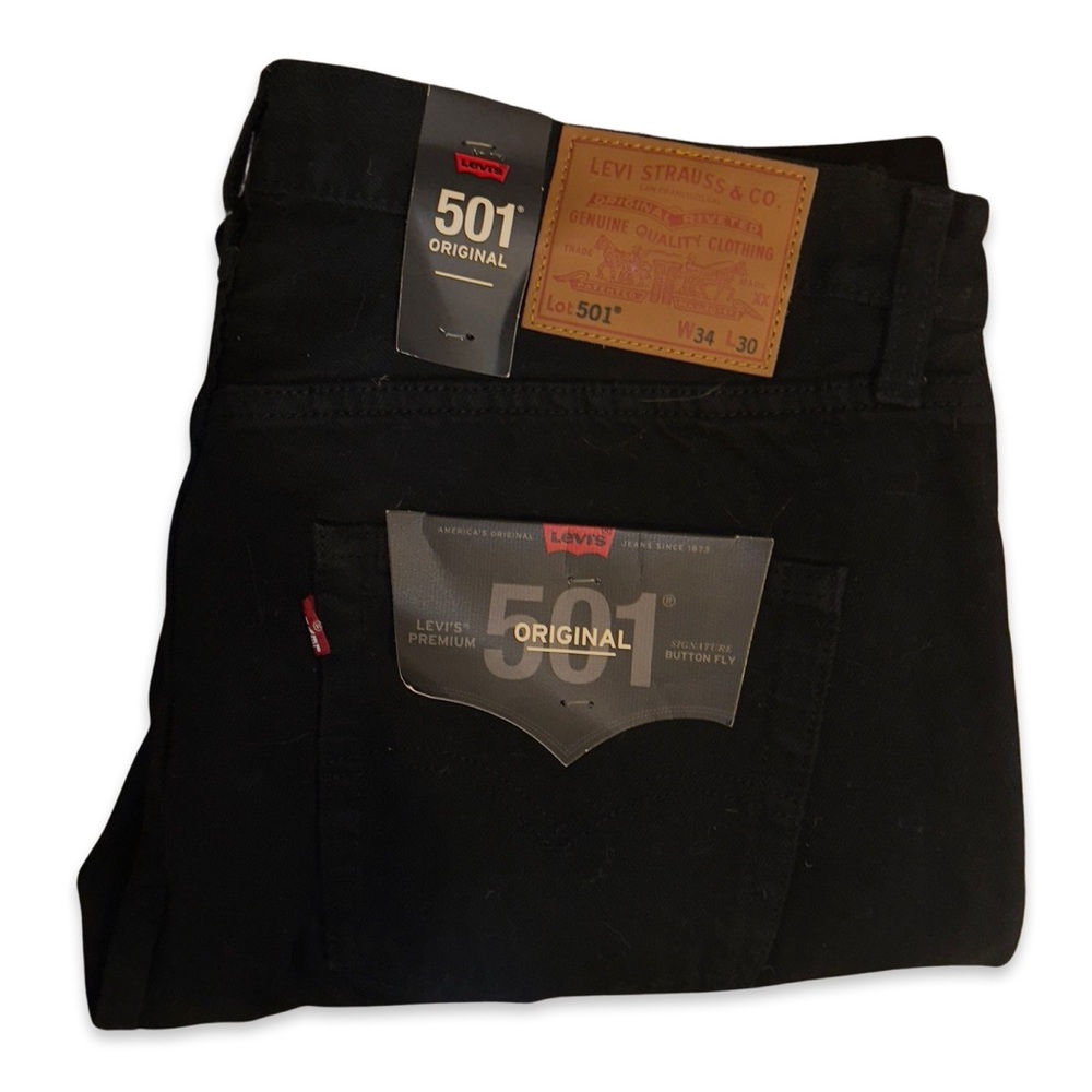 Levi’s Premium 501® ORIGINAL FIT MEN'S JEANS Black 0165 - Picture 6 of 10